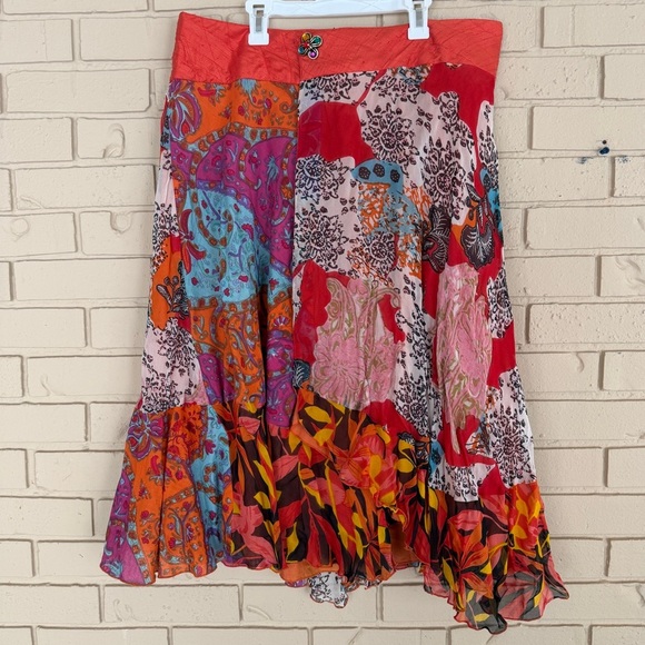 Sandy Starkman Dresses & Skirts - Sandy Starkman Women's Artsy Boho Silk Midi Skirt Art To Wear Size Medium M